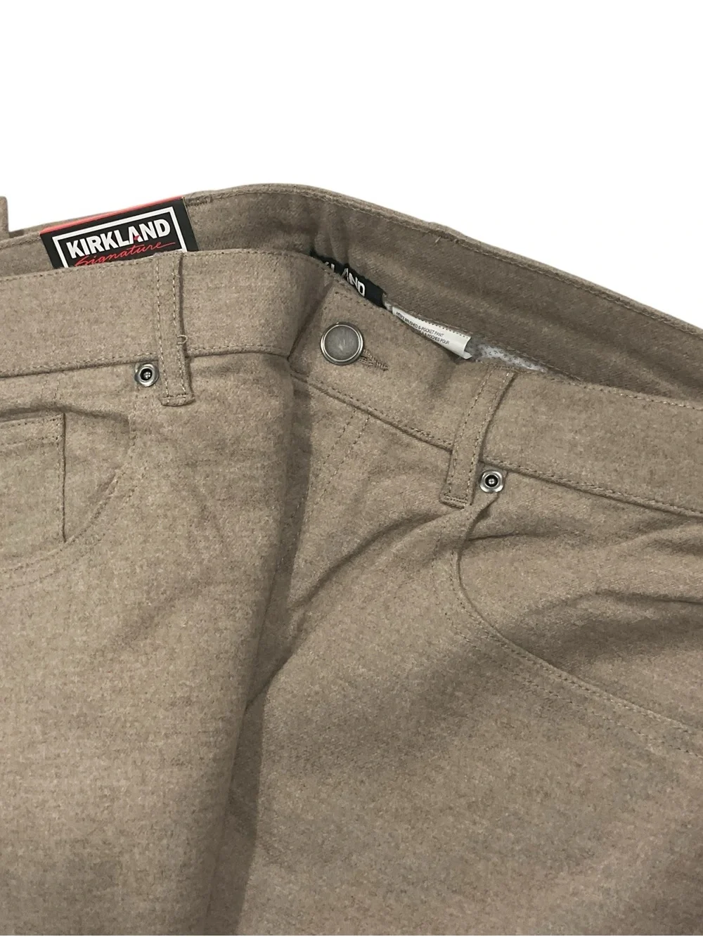 Kirkland Signature Mens 5 Pocket Brushed Pant Brown 34x32